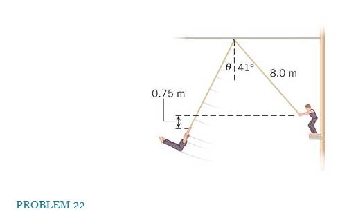 Chapter 1, Problem 22P, An aerialist on a high platform holds on to a trapeze attached to a support by an 8.0-m cord. (See 