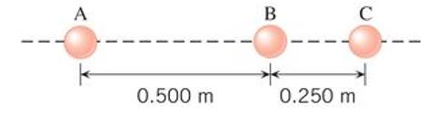 Chapter 4, Problem 29P, The drawing shows three particles far away from any other objects and located on a straight line. 