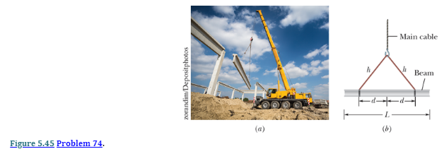 Chapter 5, Problem 74P, Lifting cable danger. Cranes are used to lift steel beams at construction sites (Fig. 5.45a). Lets 