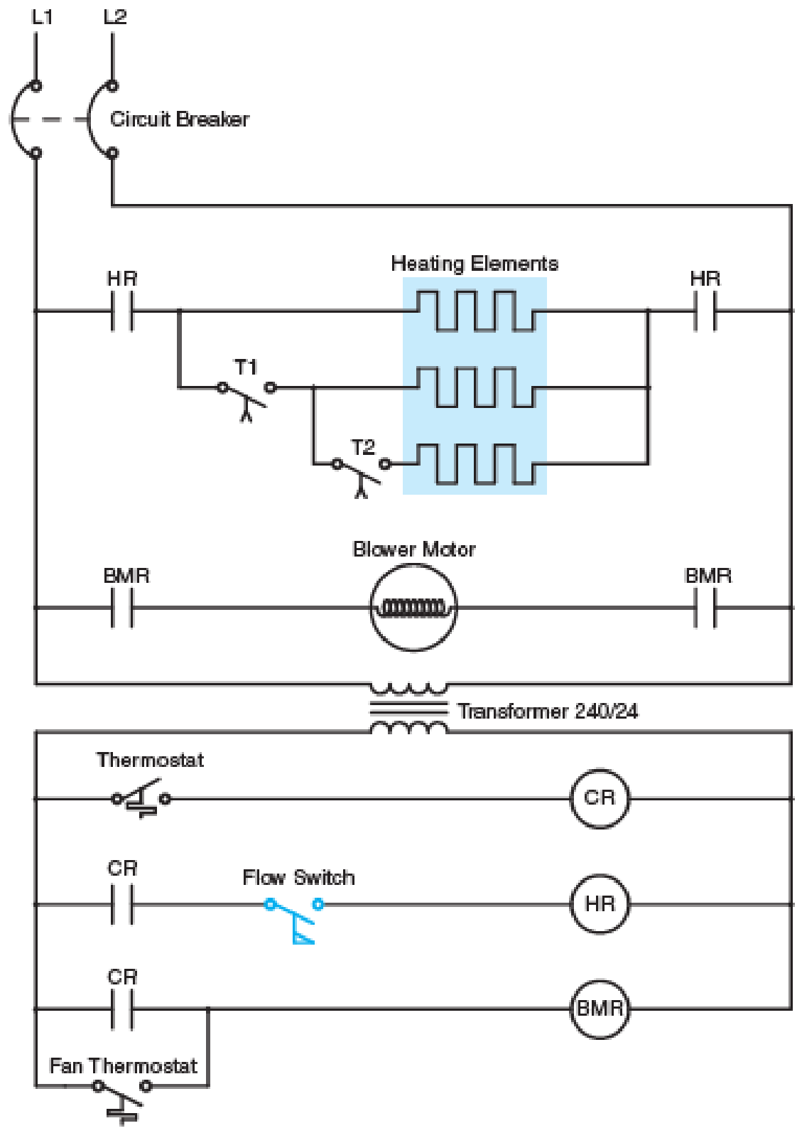 Chapter 12, Problem 5SQ, When the thermostat contacts close, the blower motor starts and heating element #1 turns on. After a 