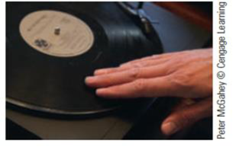 Chapter 12, Problem 56PQ, Disc jockeys (DJs) use a turntable in applying their trade, often using their hand to speed up or 