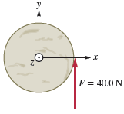Chapter 13, Problem 13PQ, A large stone disk is viewed from above and is initially at restas seen in Figure P13.13. The disk 