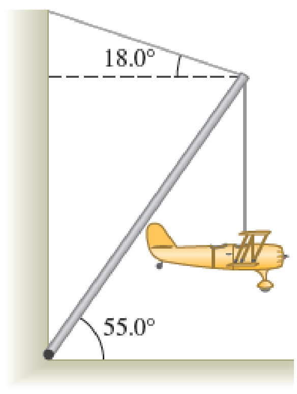 Chapter 14, Problem 38PQ, At a museum, a 1300-kg model aircraft is hung from a lightweight beam of length 12.0 m that is free , example  1