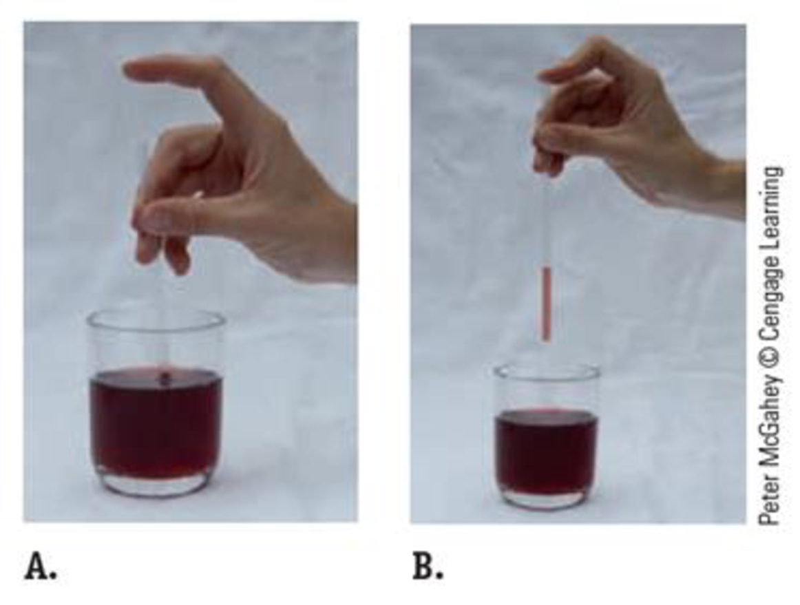Chapter 15, Problem 28PQ, A straw is in a glass of juice. Peter puts his finger over the top of the straw and carefully 