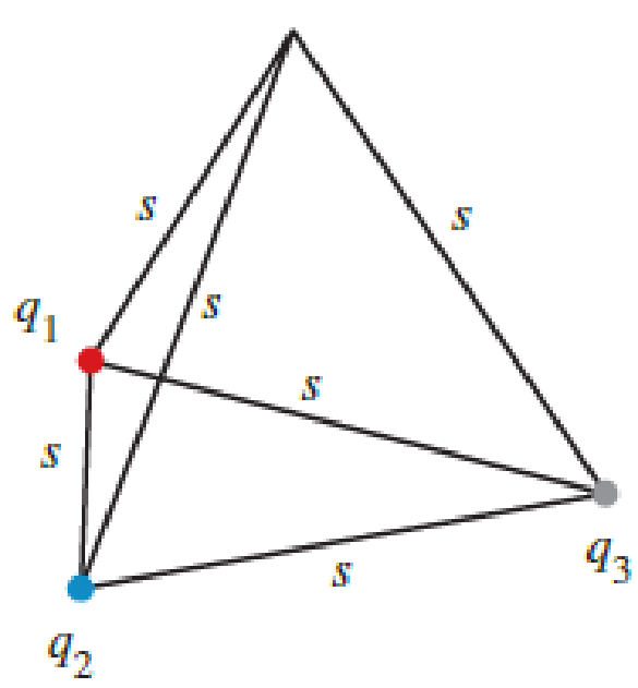Chapter 26, Problem 37PQ, Two charged particles with q1 = 5.00 C and q2 = 3.00 C are placed at two vertices of an equilateral 