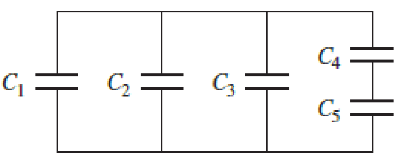 Chapter 27, Problem 27PQ, Find the equivalent capacitance for the network shown in Figure P27.26 if C1 = 1.00 F, C2 = 2.00 F, 
