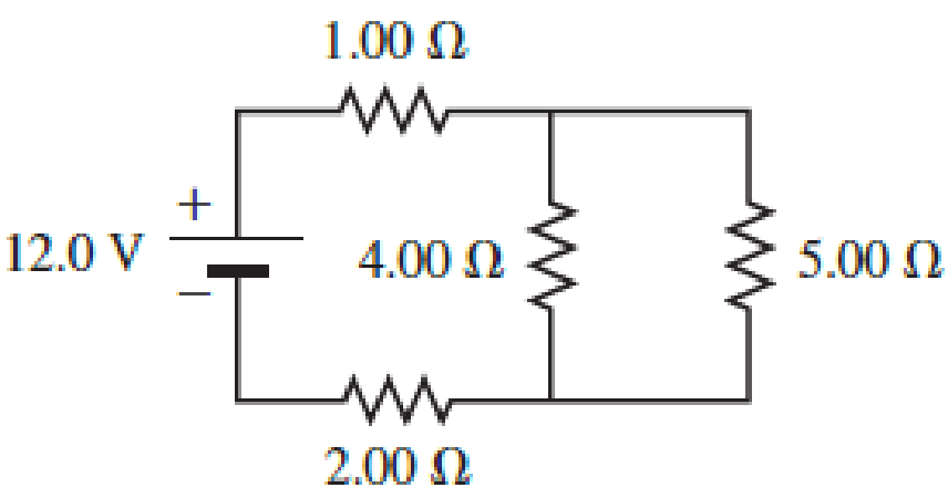 Chapter 29, Problem 46PQ, Figure P29.46 shows a circuit with a 12.0-V battery connected to four resistors. How much power is 