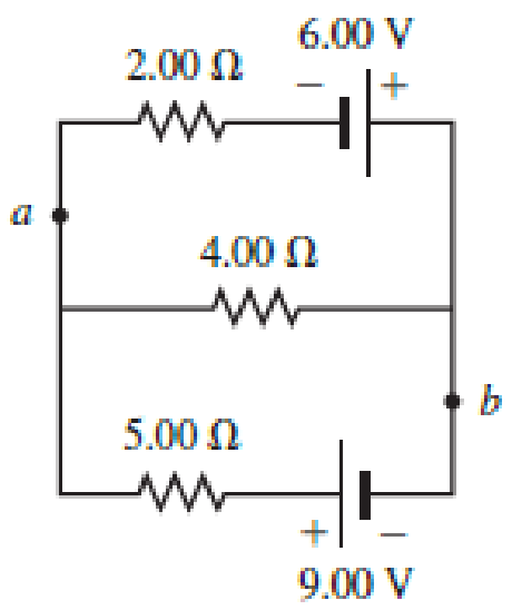 Chapter 29, Problem 77PQ, Figure P29.77 shows a circuit with two batteries and three resistors. a. How much current flows 