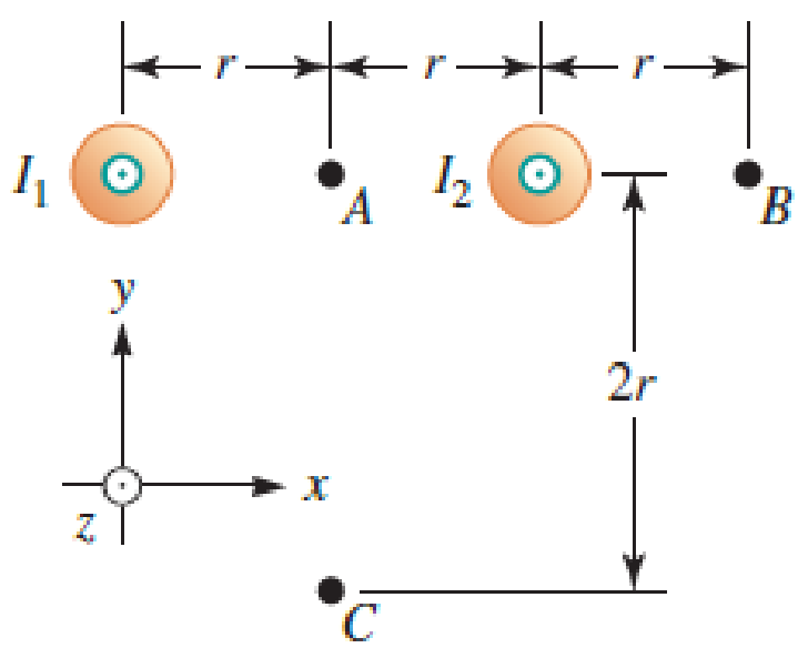 Chapter 30, Problem 20PQ, Two long, straight, parallel wires carry current as shown in Figure P30.18. If the currents are 