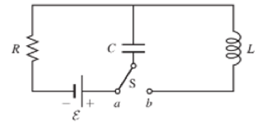 Figure P33 26 Shows A Circuit With E 9 00 V R 6 00 W L 75 0 Mh And C 2 55 M F After A Long Time Interval At The Position