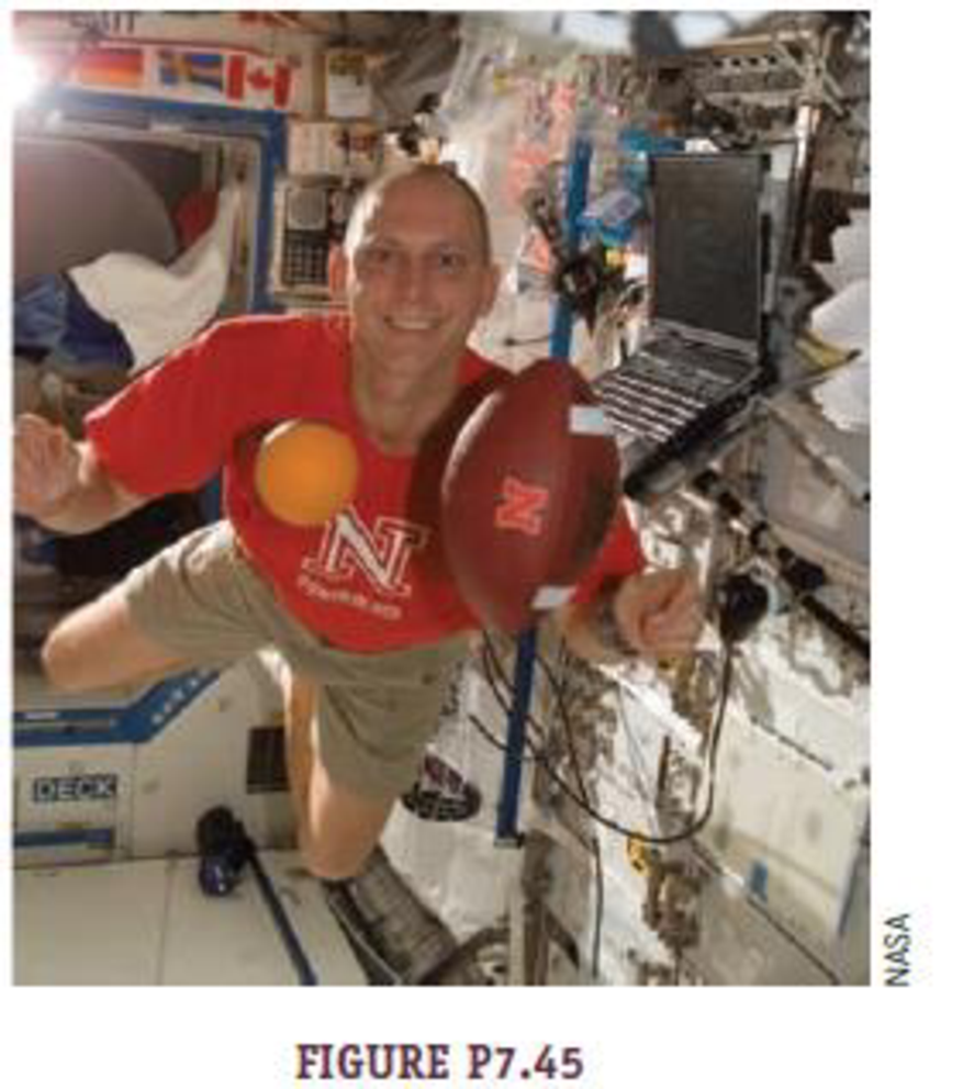 Chapter 7, Problem 45PQ, Figure P7.45 shows a picture of American astronaut Clay Anderson experiencing weightlessness on 