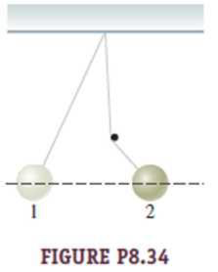Chapter 8, Problem 34PQ, A small ball is tied to a string and hung as shown in Figure P8.34. It is released from rest at 