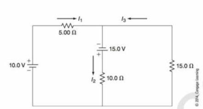 Chapter 34, Problem 5PLA, Consider the circuit of Figure 34-6. Apply Kirchhoffs rules to the circuit and write three equations 