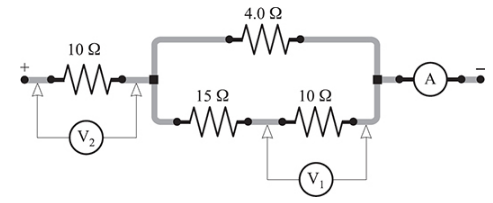 Chapter 28, Problem 33SP, 28.33 [II]	In the circuit shown in Fig. 28-16, 23.9 calories of thermal energy are produced each 