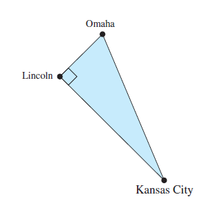 Chapter 11, Problem 46RE, Lincoln, Nebraska, Kansas City, Missouri, and Omaha, Nebraska, form the vertices of a right 