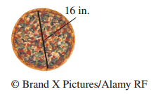 Chapter 5.1, Problem 119PE, For Exercises 119 - 122, use appropriate geometry formulas. Find the area of the pizza shown in the 