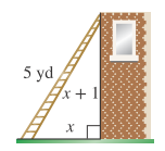 Chapter 6.8, Problem 5SP, A 5-yd ladder leans against a wall. The distance from the bottom of the wall to the top of the 