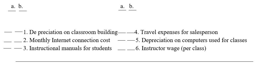 Chapter 1, Problem 3E, Exercise 14-3 Cost classifications for a service provider C2 Tech Pro offers instructional courses 