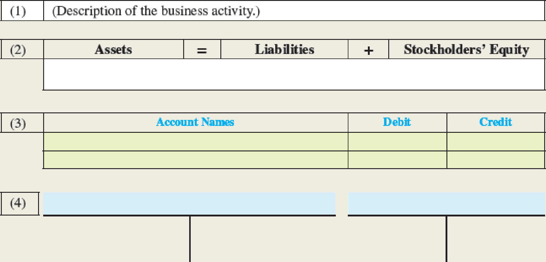 Chapter 4, Problem 19E, Analyzing, Recording, and Summarizing Business Activities and Adjustments The following relates to a , example  1