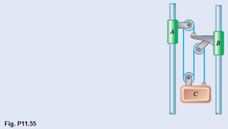 Chapter 11.2, Problem 11.55P, Collar A starts from rest at t=0 and moves upward with a constant acceleration of 3.6 in./s2. 