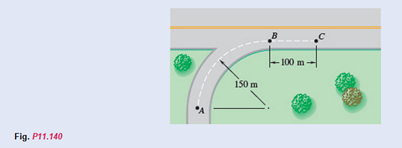 Chapter 11.5, Problem 11.140P, A motorist starts from rest at point A on a circular entrance ramp when t=0 , increases the speed of 