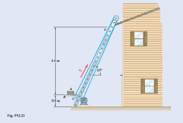 Chapter 12.1, Problem 12.23P, To transport a series of bundles of shingles A to a roof, a contractor uses a motor-driven lift 