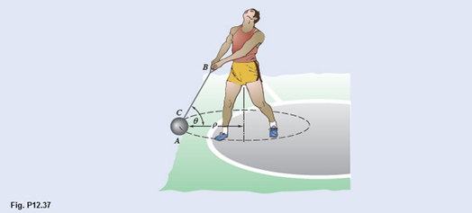 Chapter 12.1, Problem 12.37P, During a hammer thrower's practice swings, the 7.1-kg head A of the hammer revolves at a constant 