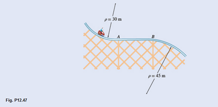 Chapter 12.1, Problem 12.47P, The roller-coaster track shown is contained in a vertical plane. The portion of track between A and 