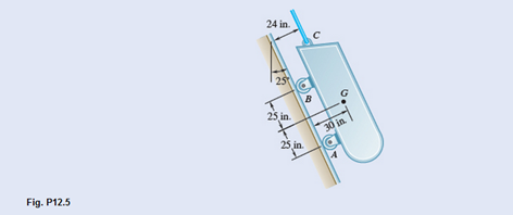 Chapter 12.1, Problem 12.5P, A loading car is at rest on a track forming an angle of 25° with the vertical when a force is 