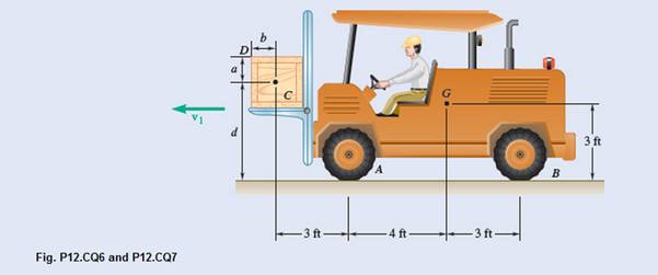 Chapter 12.3, Problem 12.CQ6P, A uniform crate C with mass m is being transported to the left by a forklift with a constant speed 