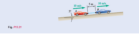 Chapter 13.1, Problem 13.21P, Car B is towing car A at a constant speed of 10 m/s on an uphill grade when the brakes of car A are 