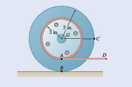 Chapter 15.4, Problem 15.113P, A 3-in.-radius drum is rigidly attached to a 5-in.-radius drum as shown. One of the drums roll s , example  1