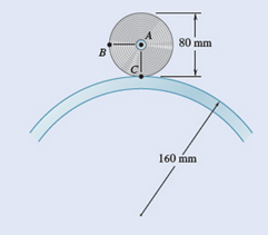 Chapter 15.4, Problem 15.116P, A wheel rolls without slipping on a fixed cylinder. Knowing that at the instant shown the angular 