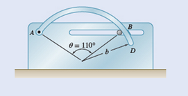 Chapter 15.5, Problem 15.174P, Rod AD is bent in the shape of an are of a circle with a radius of b=150 mm. The position of the rod 