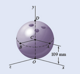 Chapter 15.6, Problem 15.185P, The bowling ball shown rolls without slipping on the horizontal xz plane with an angular velocity, 