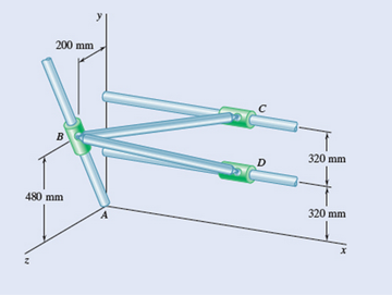 Chapter 15.6, Problem 15.205P, Rod BC and BD are each 840 mm long and are connected by ball -and-socket joints to collars that may 