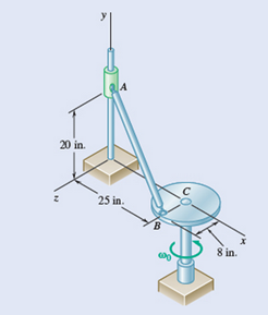 Chapter 15.6, Problem 15.206P, Rod AB is connected by ball-and-socket joints to collar A and to the 16-in-diameter disk C. Knowing 