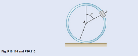 Chapter 16.2, Problem 16.114P, A small clamp of mass mBis attached at B to a hoop of mass mh. The system is released from rest when 