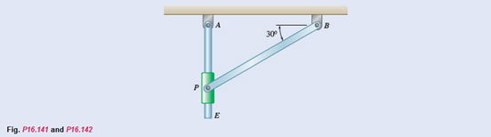 Chapter 16.2, Problem 16.141P, Two rotating rods in the vertical plane are connected by a slider block P of negligible mass. The 
