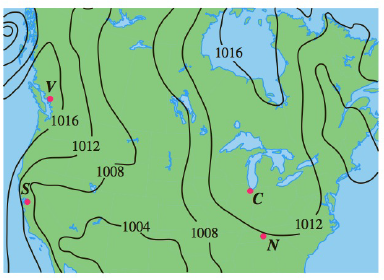 Chapter 14.1, Problem 34E, Shown is a contour map of atmospheric pressure in North America on August 12, 2008. On the level 