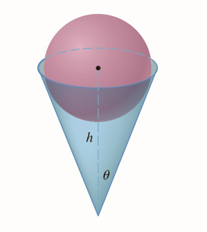 Chapter 5.P, Problem 10P, A paper drinking cup filled with water has the shape of a cone with height h and semi vertical angle 