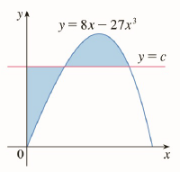 Chapter 5.P, Problem 3P, The figure shows a horizontal line y=c intersecting the curve y=8x27x3. Find the number c such that 
