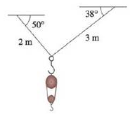 Chapter 12.2, Problem 37E, A block-and-tackle pulley hoist is suspended in a warehouse by ropes of lengths 2 m and 3 m. The 