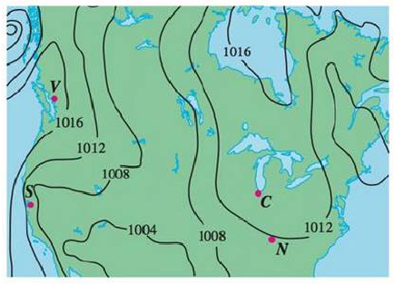 Chapter 14.1, Problem 34E, Shown is a contour map of atmospheric pressure in North America on August 12, 2008. On the level 