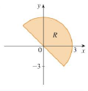 Chapter 15.3, Problem 4E, A region R is shown. Decide whether to use polar coordinates or rectangular coordinates and write 