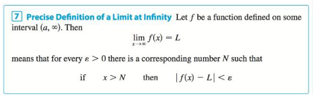 Chapter 2.6, Problem 72E, For the limit limx13xx2+1=3 illustrate Definition 7 by finding values of N that correspond to  = 0.1 