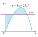 Chapter 6, Problem 3P, The figure shows a horizontal line y = c intersecting the curve y = 8x  27x3. Find the number c such 