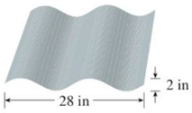 Chapter 8.1, Problem 43E, A manufacturer of corrugated metal roofing wants to produce panels that are 28 in. wide and 2 in. , example  2