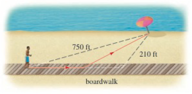 Chapter 1.7, Problem 86E, Distance, Speed, and Time A boardwalk is parallel to and 210 ft inland from a straight shoreline. A 
