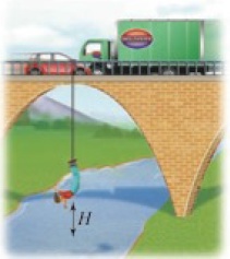 Chapter 5.2, Problem 82E, Bungee Jumping A bungee jumper plummets from a high bridge to the river below and then bounces back 